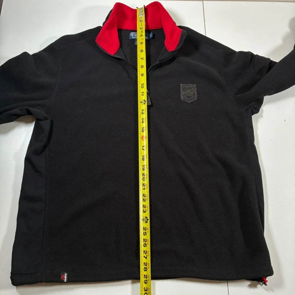 Rare Vintage Polo Ralph Lauren Fleece Pullover Large Black Polartec Ski Crest